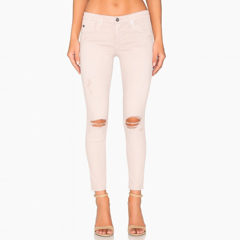 AG Jeans • The Legging Ankle Super Skinny Distressed Light Pink Jeans Size 32​​​